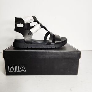 NIB MIA Kayde Women's Black Gladiator Thick Sole Double Buckle Sandals Size 8.5
